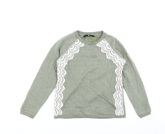 Very Girls Green   Pullover Sweatshirt Size 11-12 Years  - crochet detail