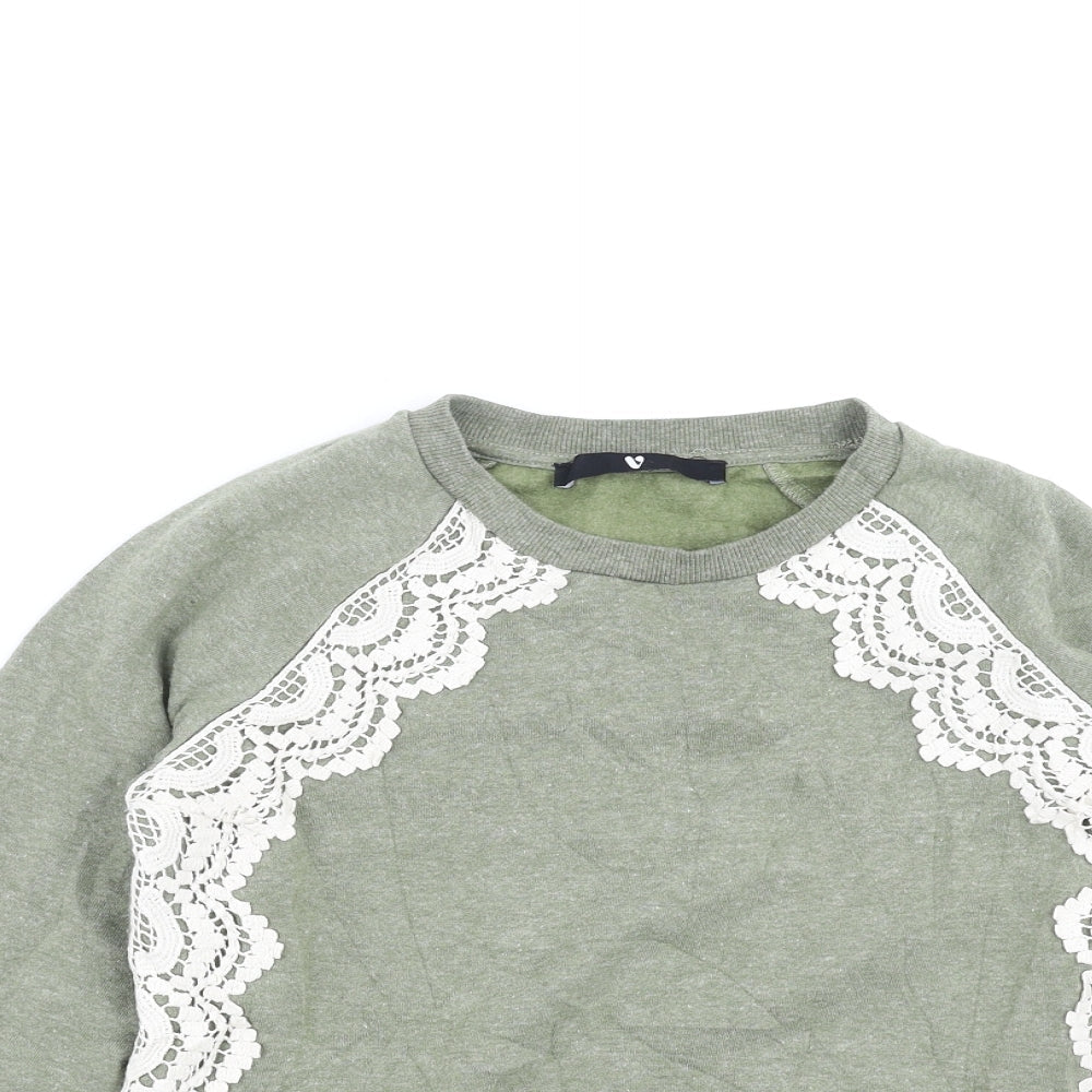 Very Girls Green   Pullover Sweatshirt Size 11-12 Years  - crochet detail
