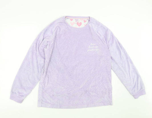 Primark Womens Purple Solid Fleece Top Pyjama Top Size S  - love kindness positivity
