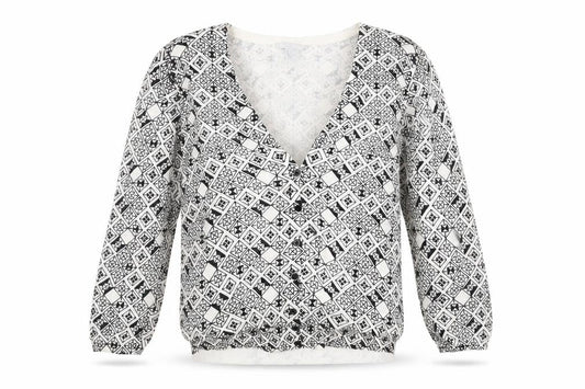 H&M Womens White Geometric Knit Cardigan Jumper Size M