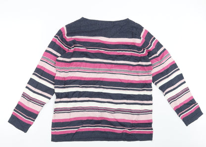 ISLE Womens Blue Striped Knit Pullover Jumper Size M