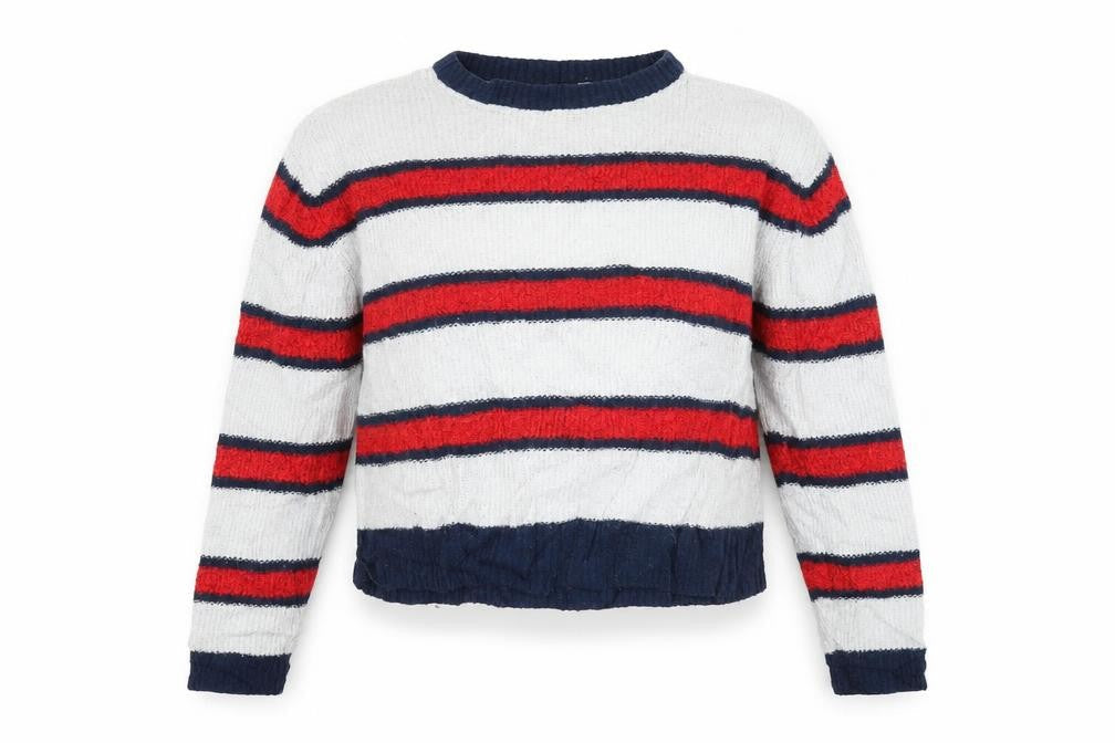 Divided by H&M Womens Blue Striped Knit Pullover Jumper Size S  - cropped