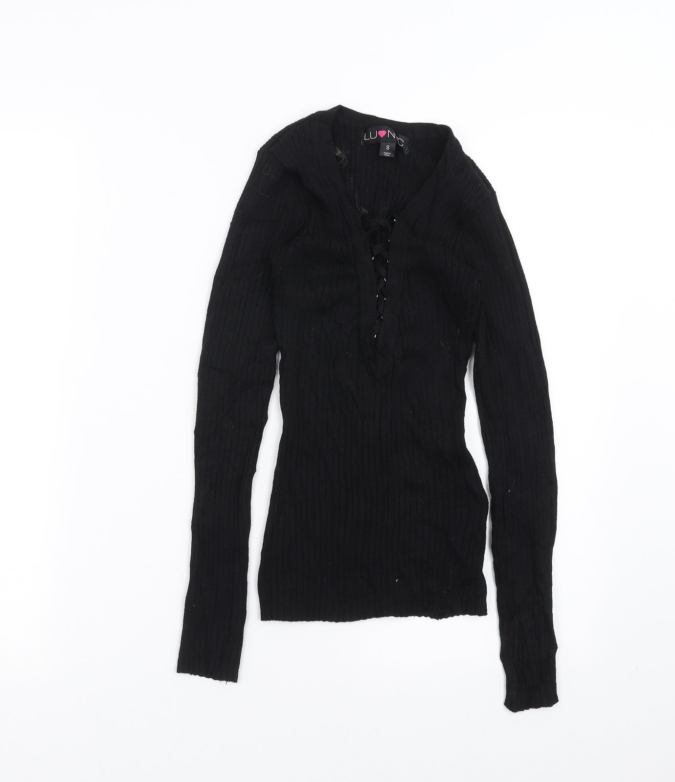 LU NYC Womens Black   Pullover Jumper Size S  - stretch fabric