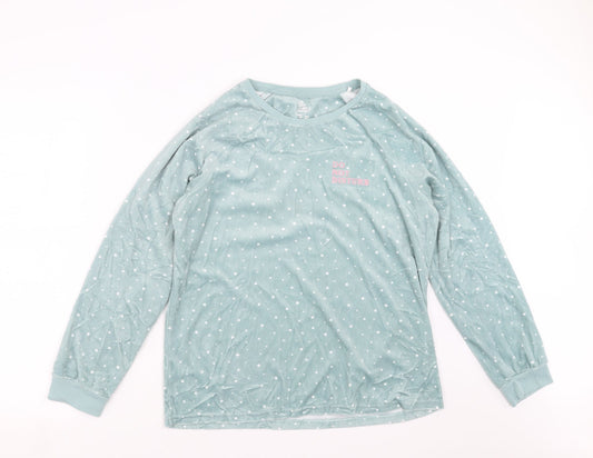 Primark Womens Green Polka Dot  Top Pyjama Top Size 10  - Do not disturb