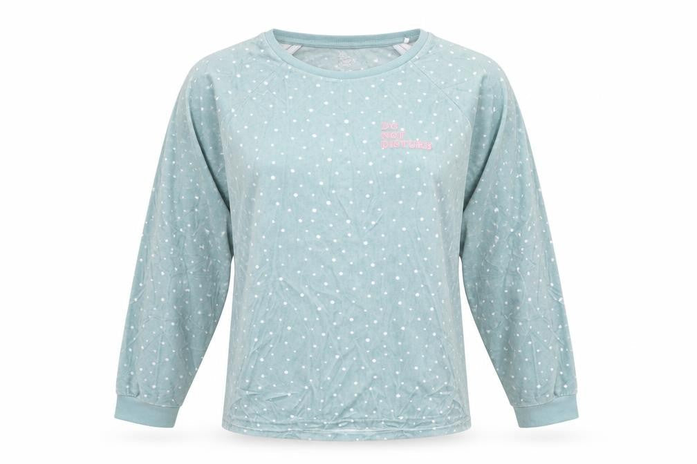 Primark Womens Green Polka Dot  Top Pyjama Top Size 10  - Do not disturb