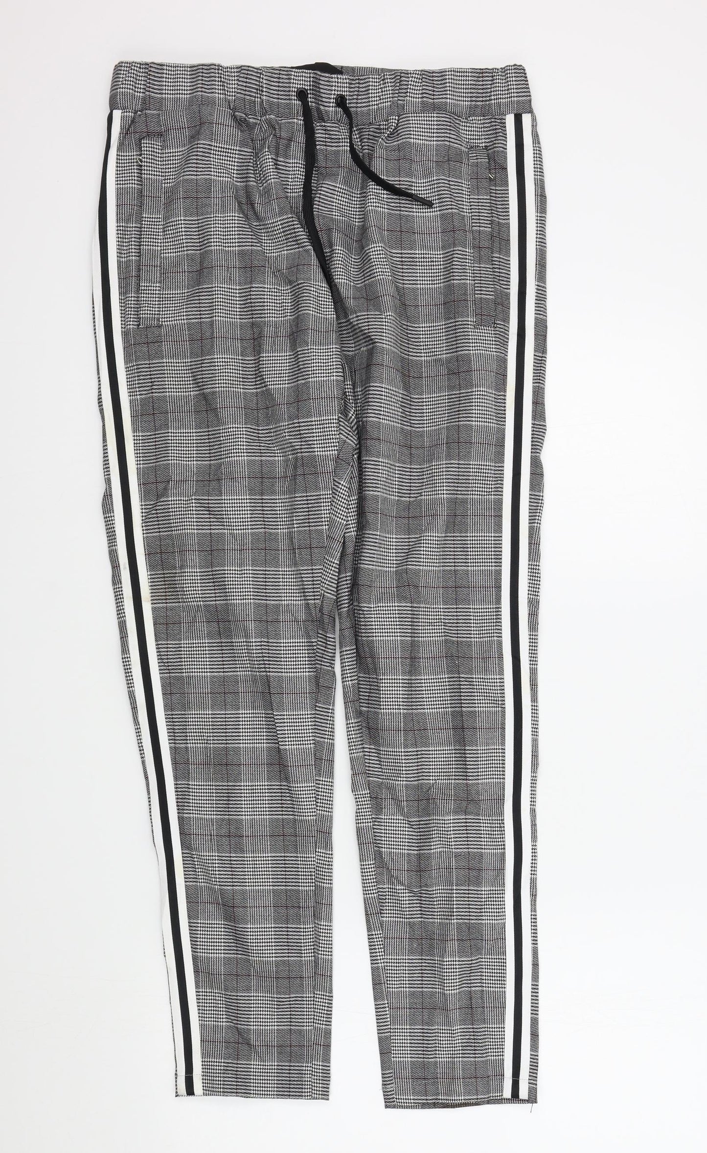 Mauvais Womens Black Check  Trousers  Size L L28 in