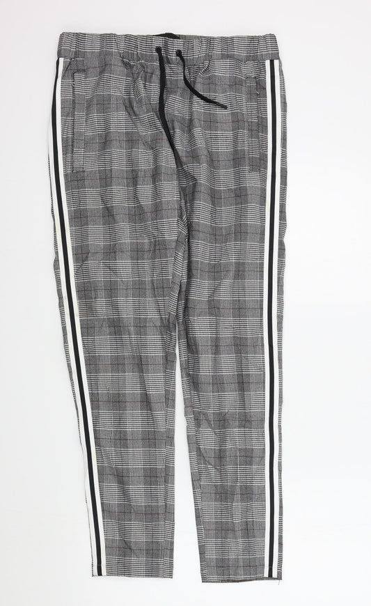 Mauvais Womens Black Check  Trousers  Size L L28 in