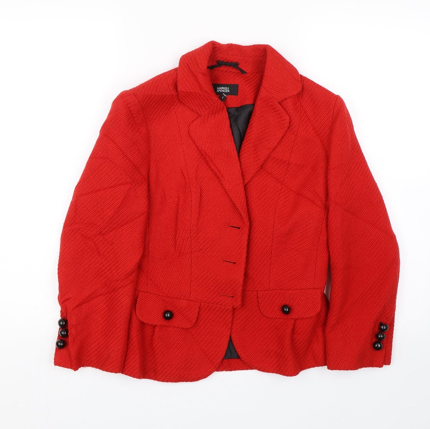 M&S Womens Red   Jacket Coat Size 8