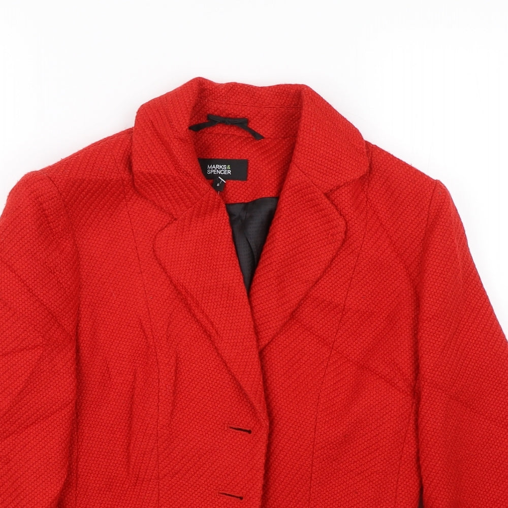 M&S Womens Red   Jacket Coat Size 8