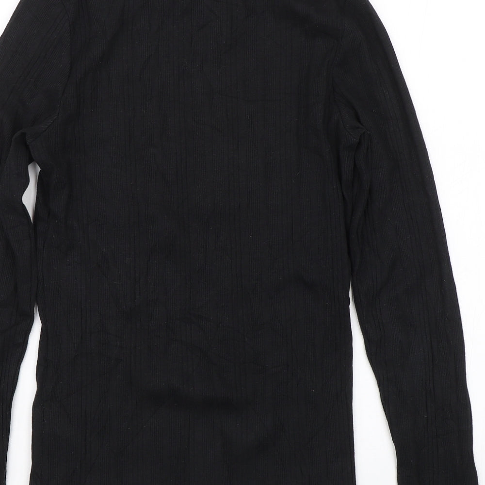 New Look Womens Black Striped  Wrap T-Shirt Size 10