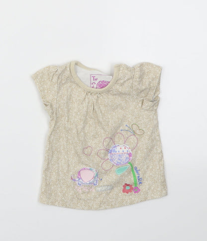 Additional front view of Tu girls’ beige basic t-shirt, size 0-3, months