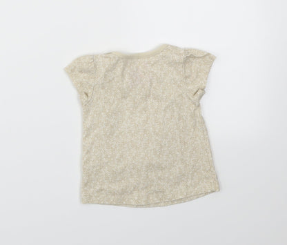 Back view of Tu girls’ beige basic t-shirt, size 0-3, months