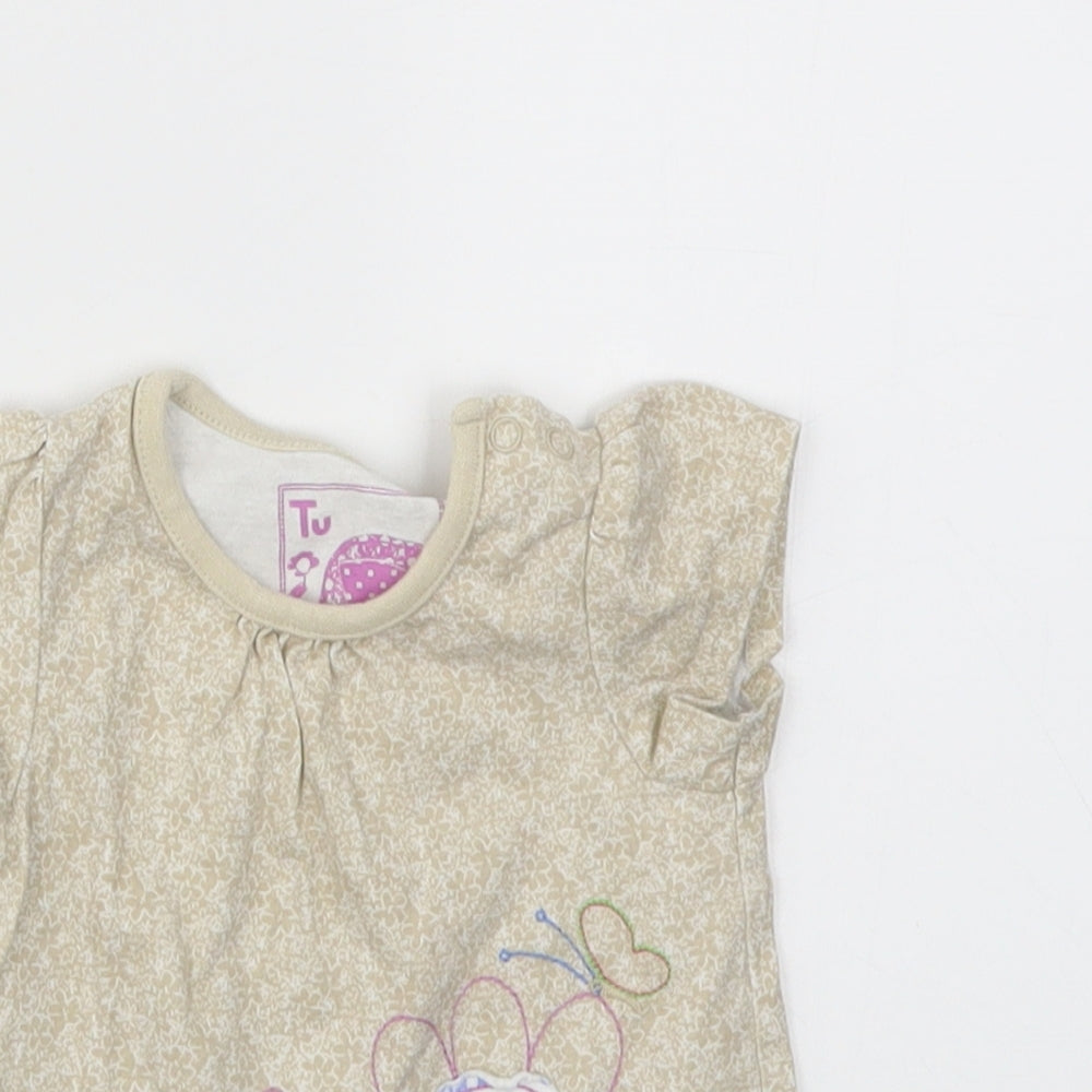 TU Girls Beige   Basic T-Shirt Size 0-3 Months