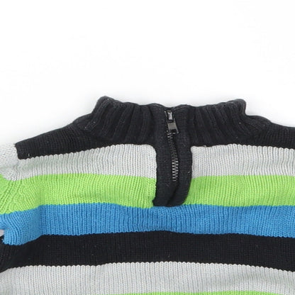 Close-up detail of Authentic boys’ boys blue striped basic coat jacket, size 3-6, months