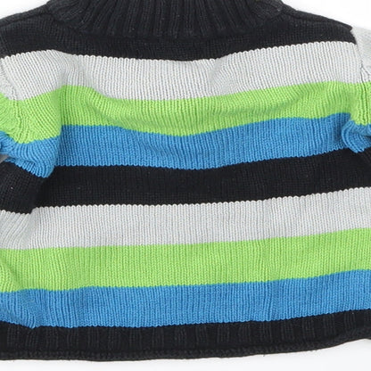 Brand and care label for Authentic boys’ boys blue striped basic coat jacket, size 3-6, months