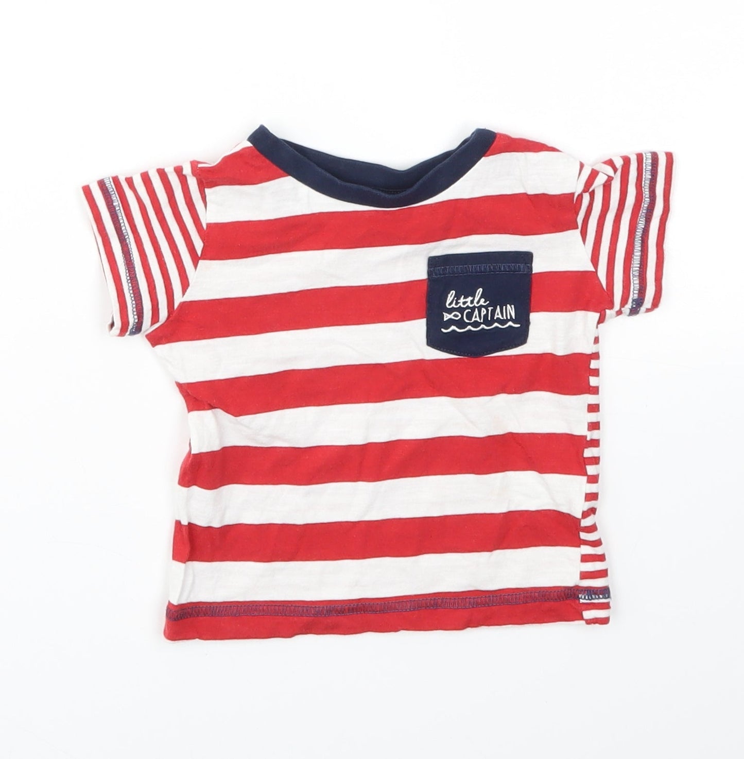 Matalan Boys Red Striped  Basic T-Shirt Size 6-9 Months
