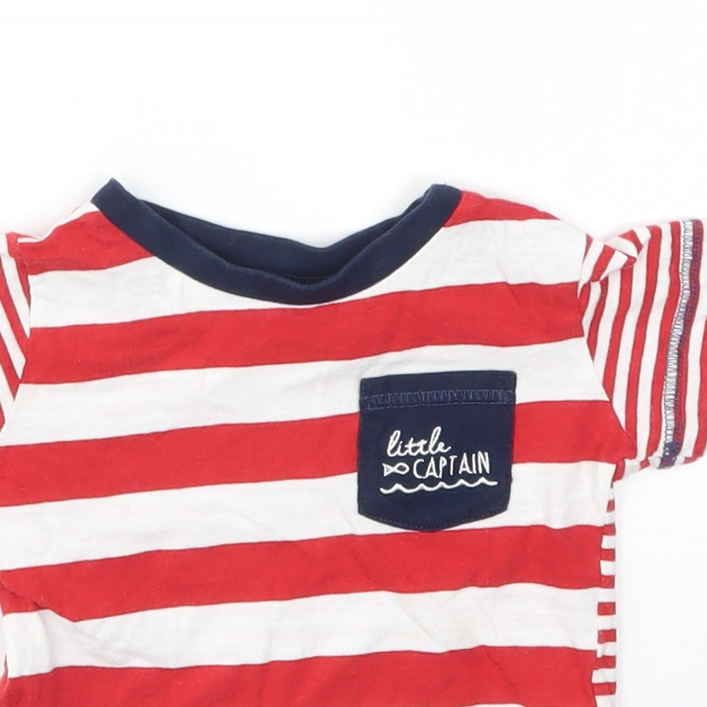 Matalan Boys Red Striped  Basic T-Shirt Size 6-9 Months