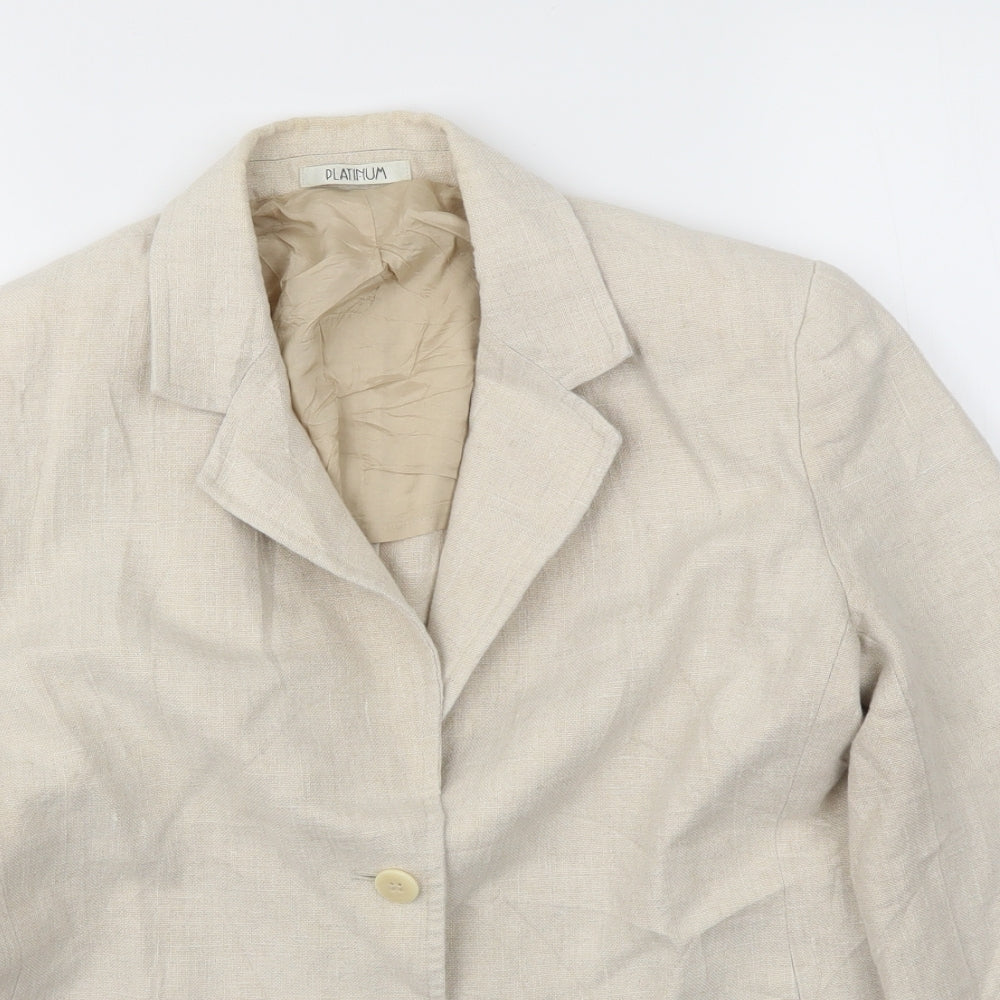 Platinum Womens Beige   Jacket Blazer Size 12