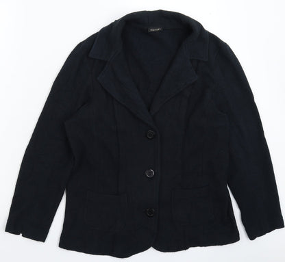 Additional front view of monari women’s black jacket blazer, size UK 10