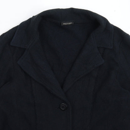 Close-up detail of monari women’s black jacket blazer, size UK 10