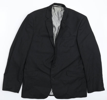 Next Mens Black Striped  Jacket Suit Jacket Size 42