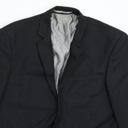Next Mens Black Striped  Jacket Suit Jacket Size 42
