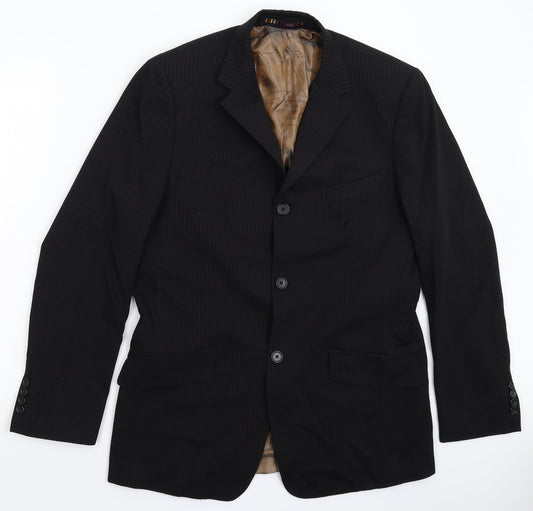 River Island Mens Black Striped  Jacket Suit Jacket Size 40