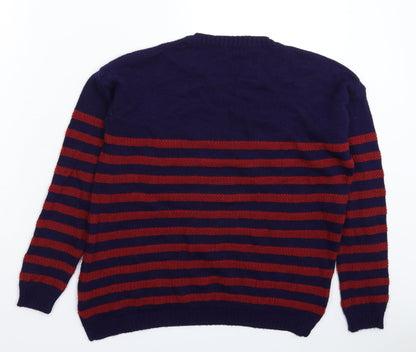 Back view of Cooperative women’s multicoloured striped knit jumper, size UK 14