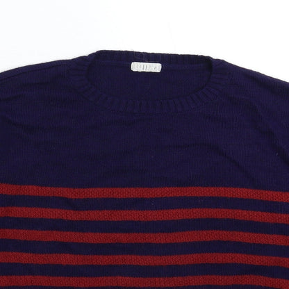 Close-up detail of Cooperative women’s multicoloured striped knit jumper, size UK 14