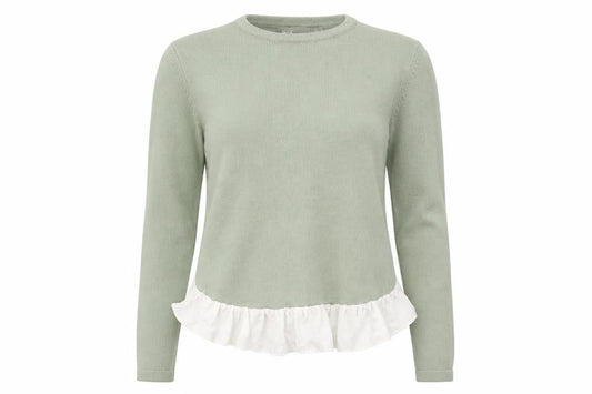 Front view of ASOS women’s green knit jumper, size UK 10