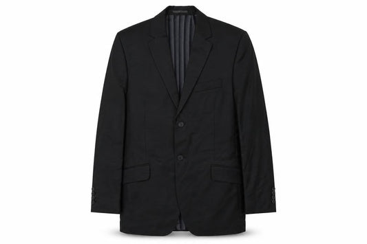 Front view of daniel hetcher men’s black jacket blazer, size 38