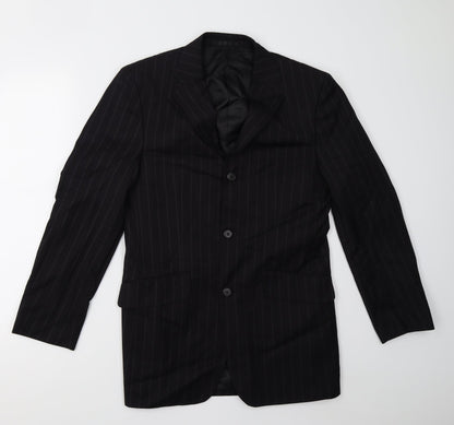 Preworn Mens Black Striped  Jacket Blazer Size M