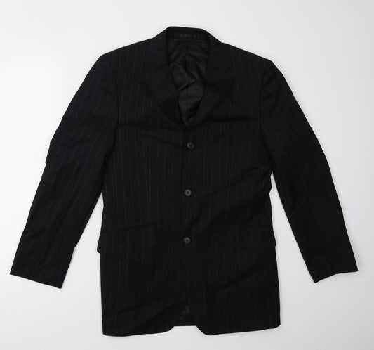 Preworn Mens Black Striped  Jacket Blazer Size M