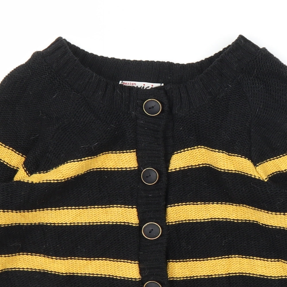Oysis Girls Black Striped  Cardigan Jumper Size 12 Years