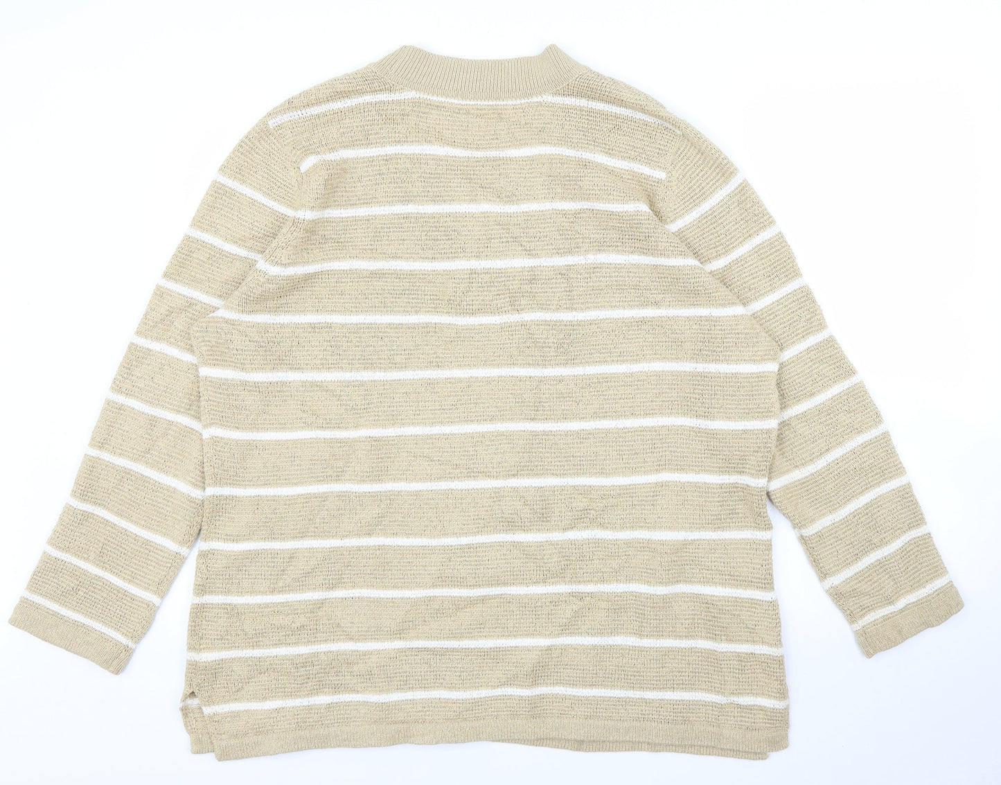 Elisabeth Womens Beige Striped  Pullover Jumper Size L