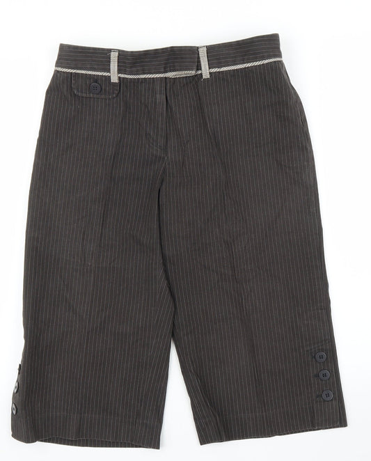 M&S Womens Brown Striped  Capri Trousers Size 12