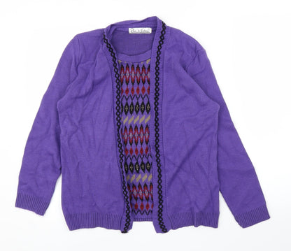 Pure and Natural Womens Purple Argyle/Diamond  Pullover Jumper Size S