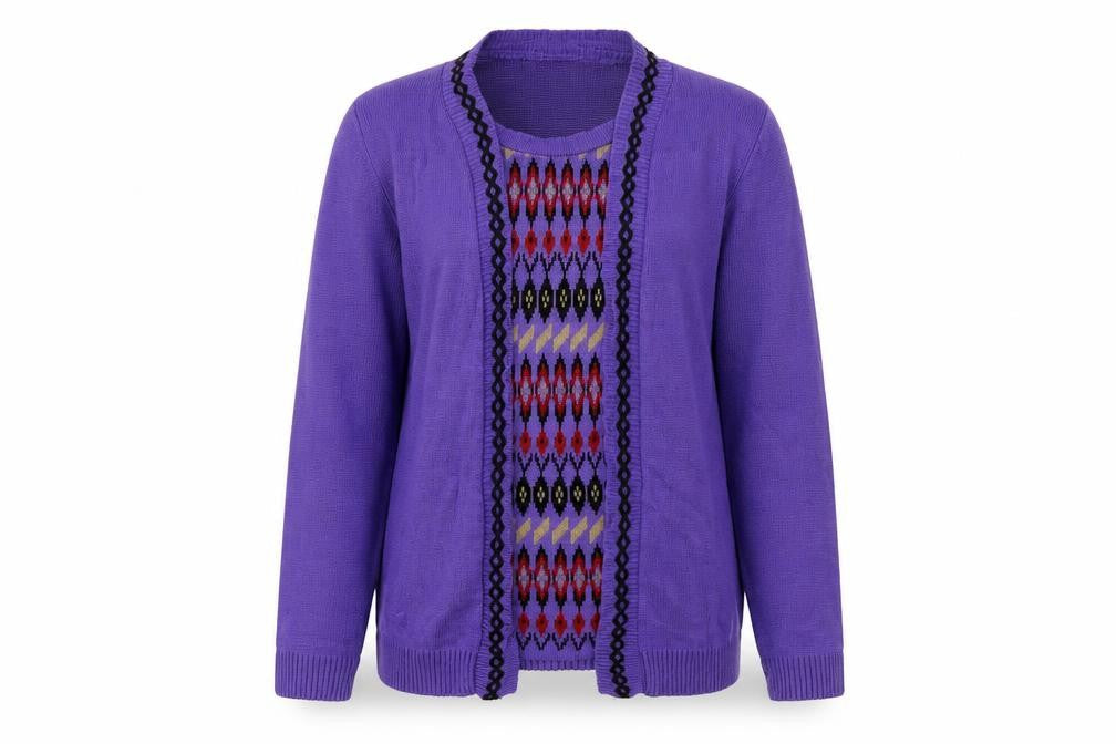 Pure and Natural Womens Purple Argyle/Diamond  Pullover Jumper Size S