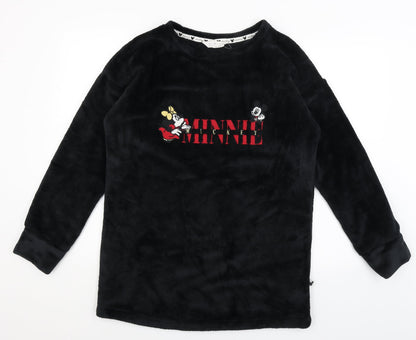 Front view of Marks & Spencer women’s black jumper, size UK 8, - minnie & mickey