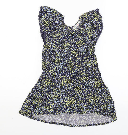 Oasis Girls Blue Floral  A-Line  Size 4 Years