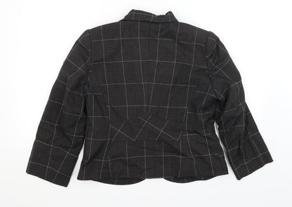 Tara Hansen Womens Black Check  Jacket Blazer Size 14