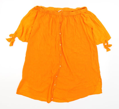 Matalan Womens Orange   Basic Button-Up Size S