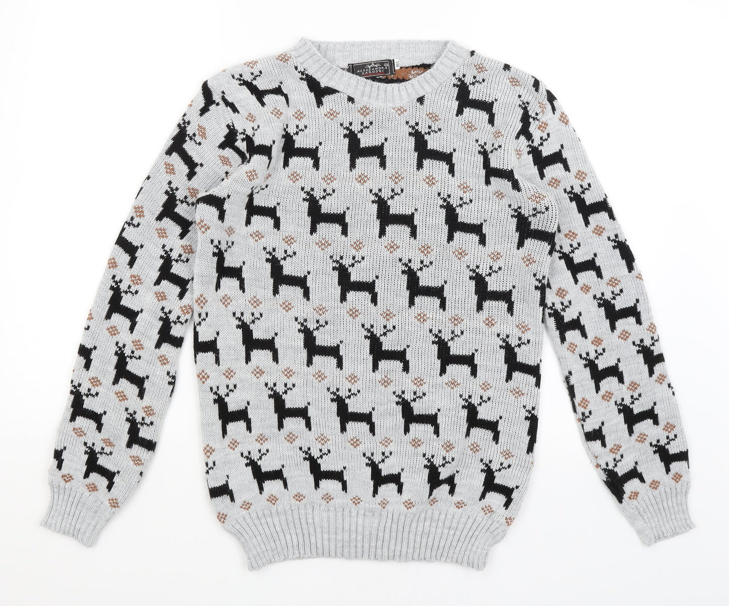 Alessandra Saroshi Womens Grey   Pullover Jumper Size M  - Reindeer