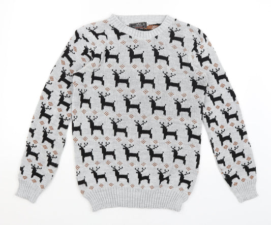 Alessandra Saroshi Womens Grey   Pullover Jumper Size M  - Reindeer