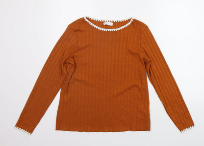Front view of Papaya women’s orange basic t-shirt, size UK 12
