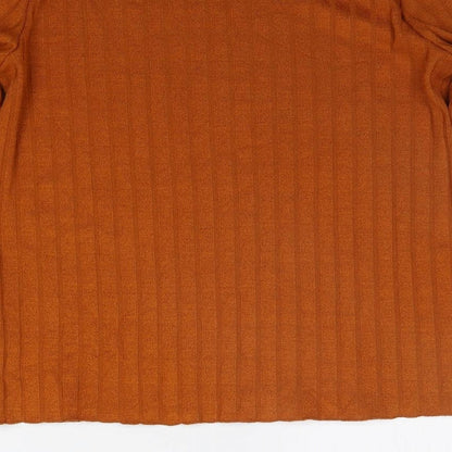 Brand and care label for Papaya women’s orange basic t-shirt, size UK 12