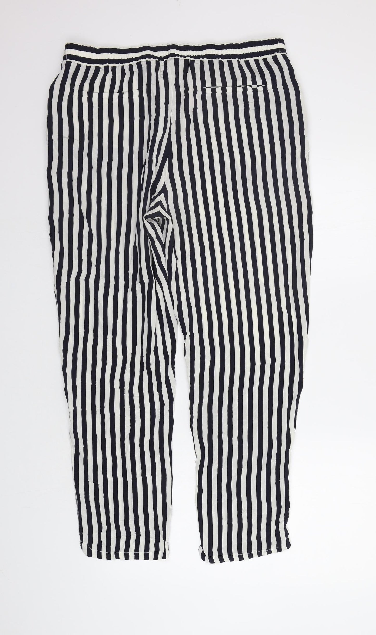 Stefanrel Womens Blue Striped  Trousers  Size L L27 in - Elastic Waist Band