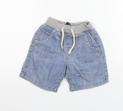 Additional front view of Next girls’ blue ikat cropped jeans, size 9-12, months