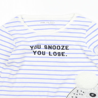 Next Girls Blue Striped  Top Pyjama Top Size 11 Years