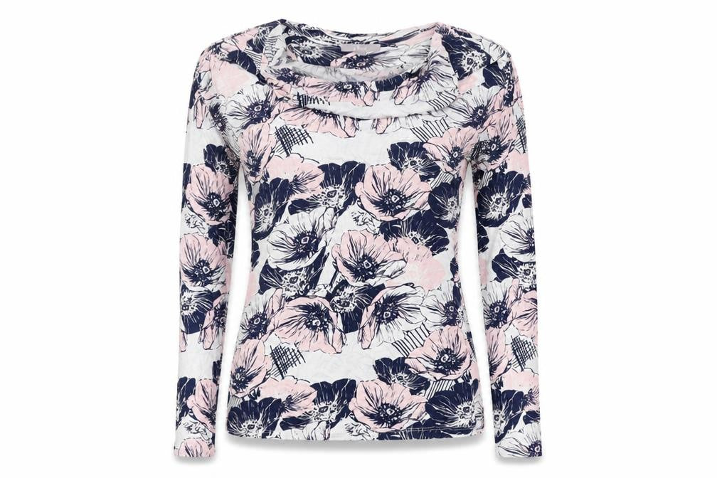 elea Womens Blue Floral  Basic T-Shirt Size S